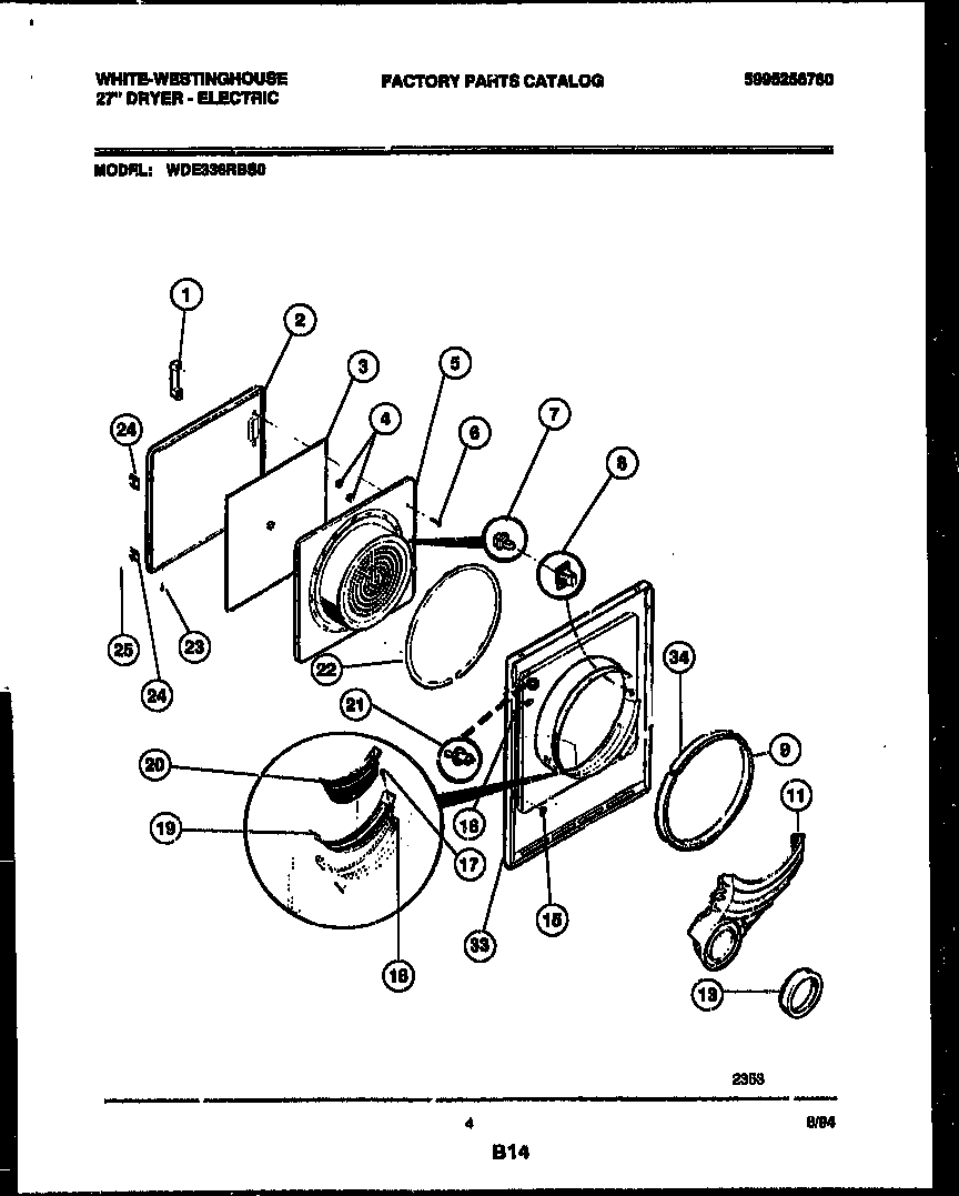 White-Westinghouse WDE336RBS0 door parts diagram