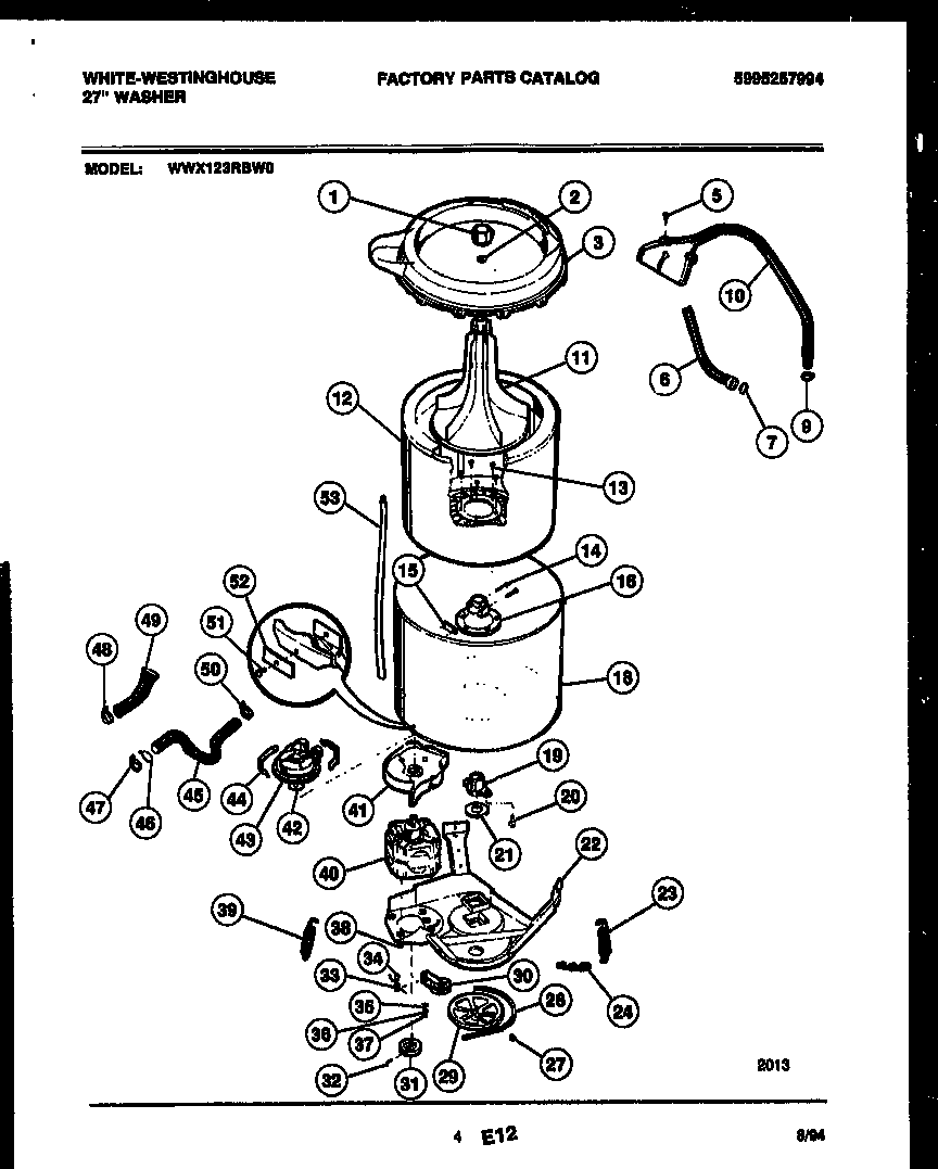 White-Westinghouse WWX123RBW0 tub detail diagram