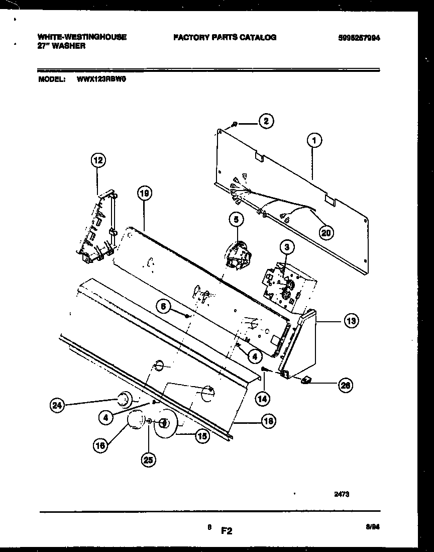 White-Westinghouse WWX123RBW0 console and control parts diagram