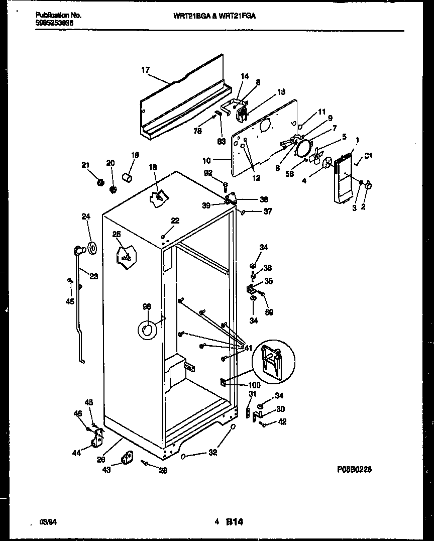 White-Westinghouse WRT21BGAZ1 cabinet parts diagram
