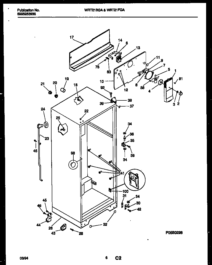 White-Westinghouse WRT21BGAZ1 cabinet parts diagram