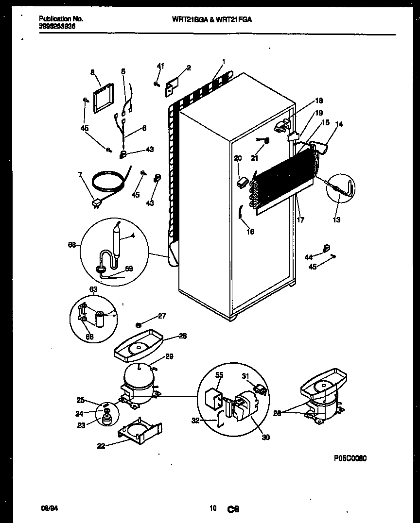 White-Westinghouse WRT21BGAZ1 system and automatic defrost parts diagram