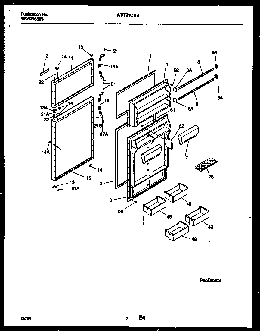 White-Westinghouse WRT21QRBW0 door parts diagram