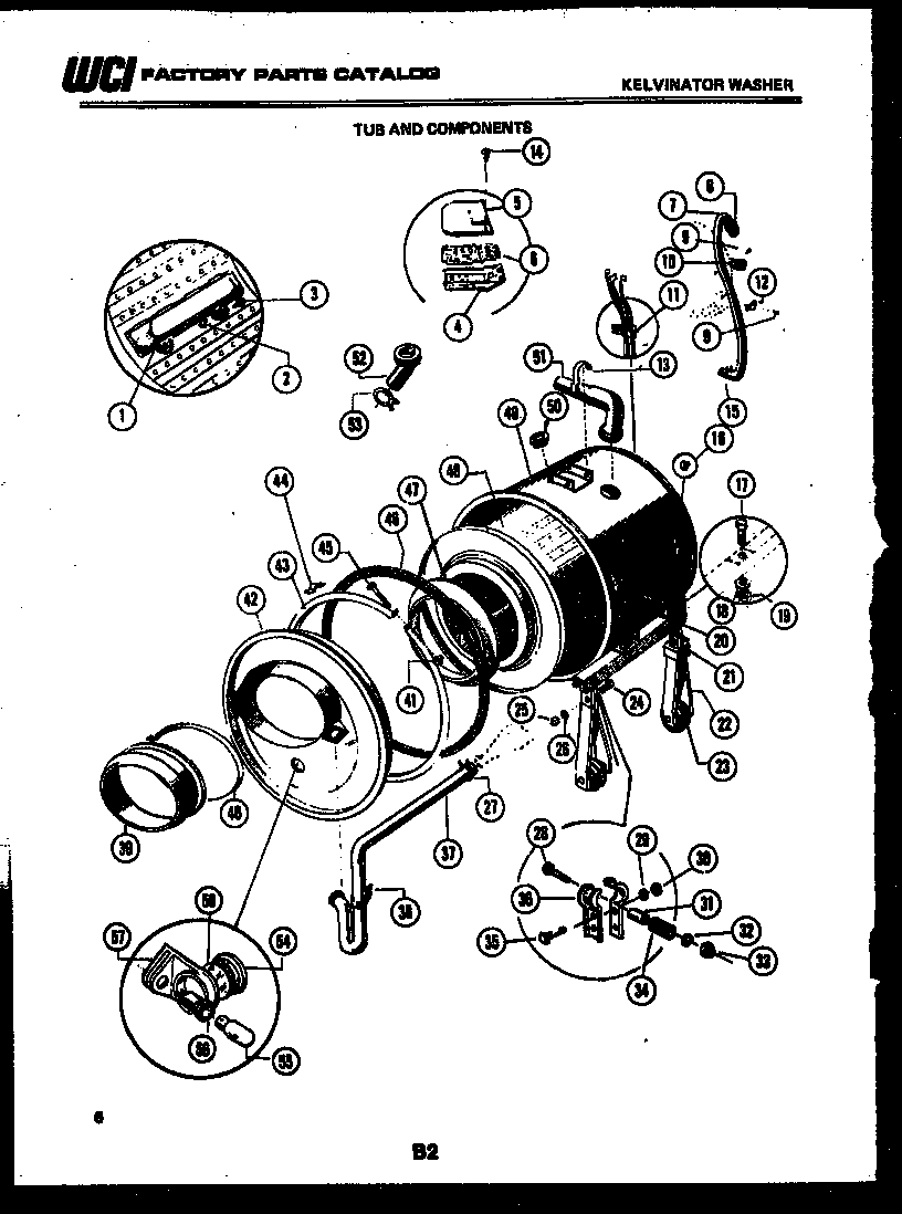 Kelvinator AWS100C1D tub and components diagram