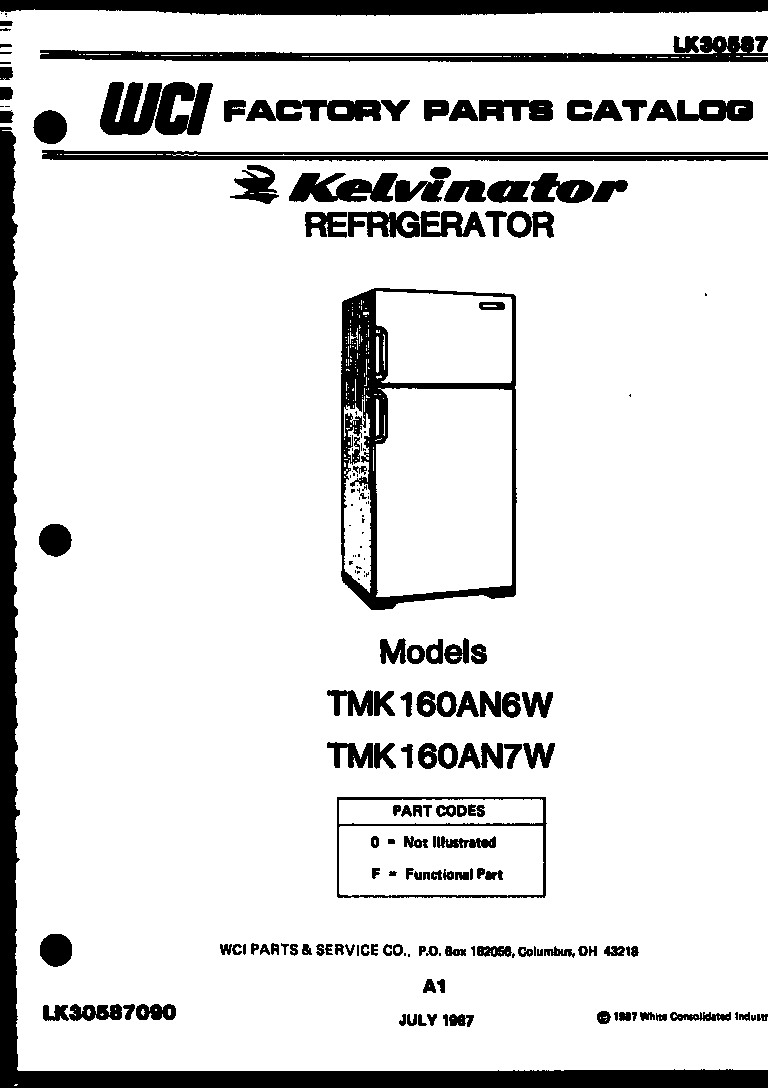 Kelvinator TMK160AN6V front cover diagram