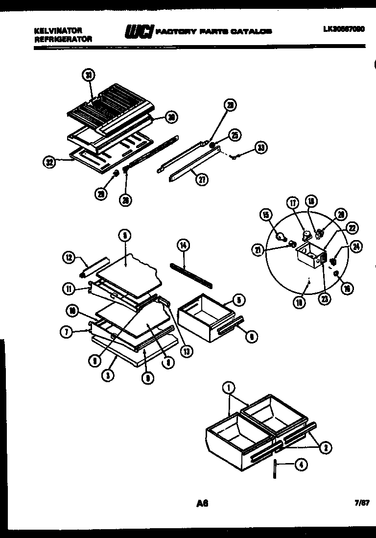Kelvinator TMK160AN6V shelves and supports diagram