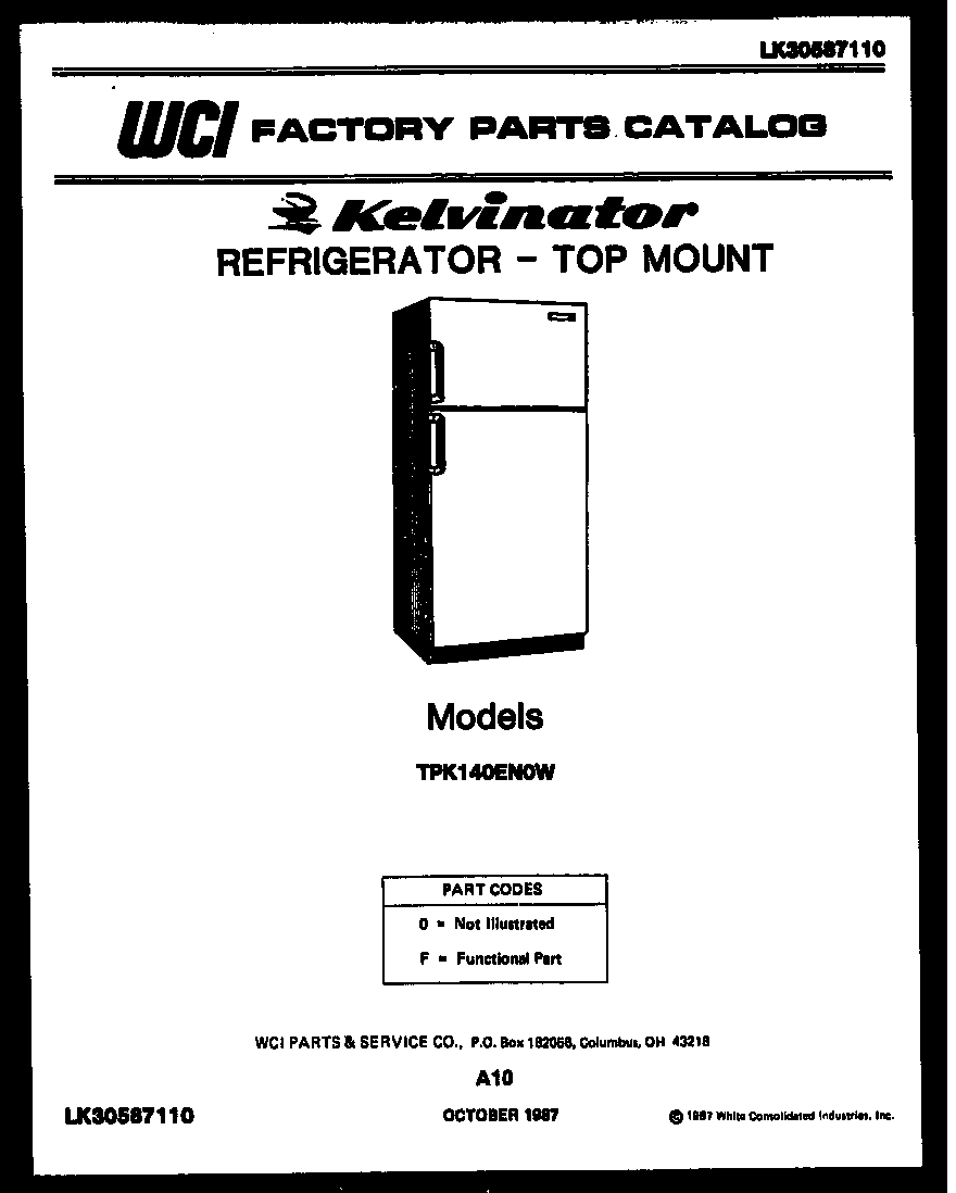 Kelvinator TPK140EN0V cover page diagram