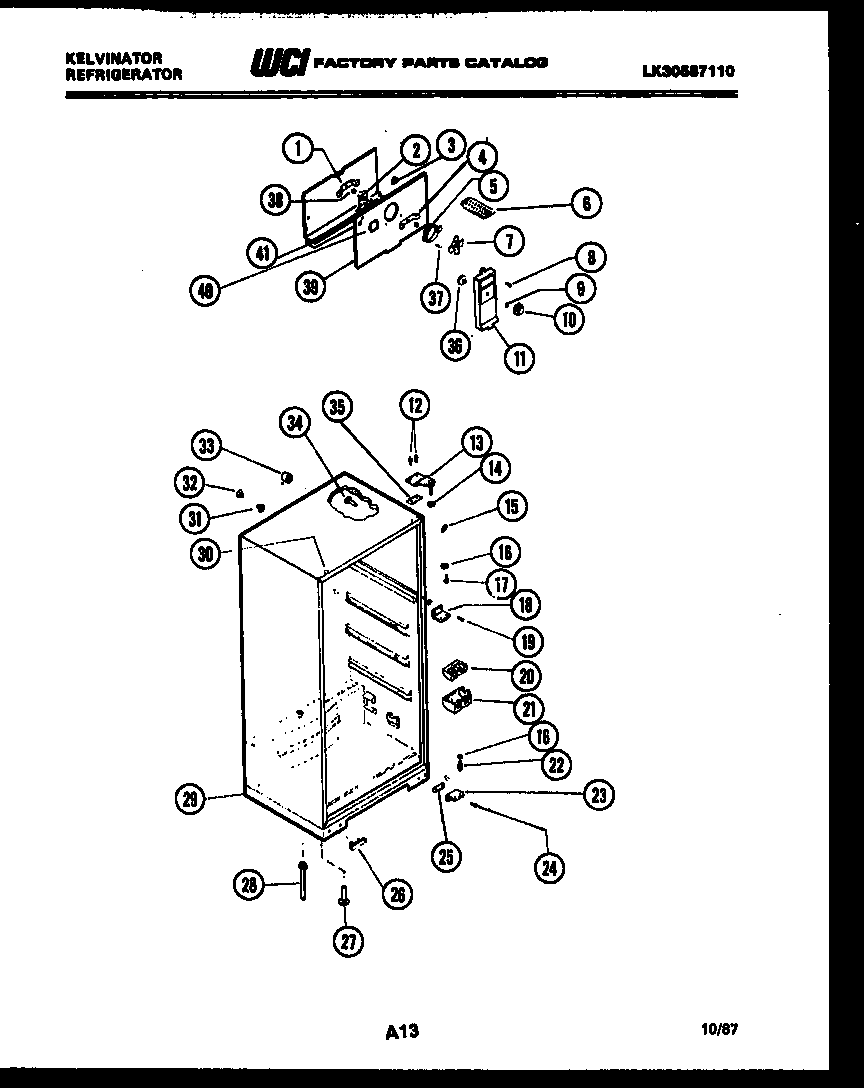 Kelvinator TPK140EN0V cabinet parts diagram