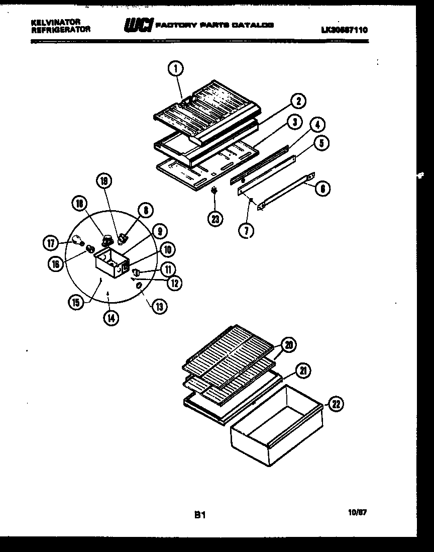 Kelvinator TPK140EN0V shelves diagram