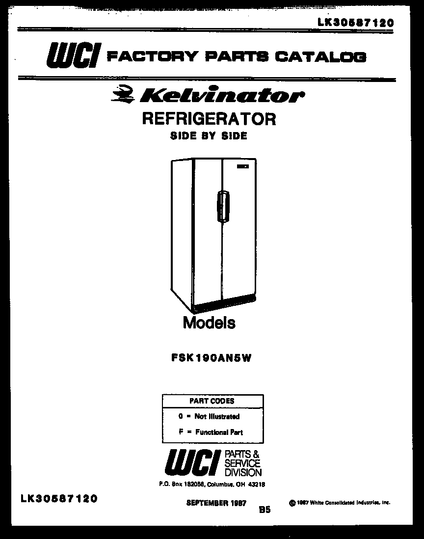 Kelvinator FSK190AN5V front cover diagram
