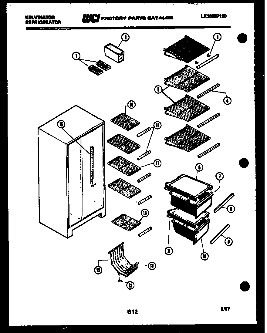 Kelvinator FSK190AN5V shelves and supports diagram