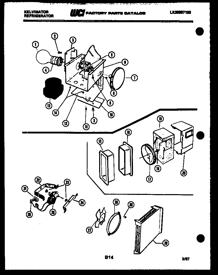 Kelvinator FSK190AN5V refrigerator control assembly, damper control assembly and f diagram