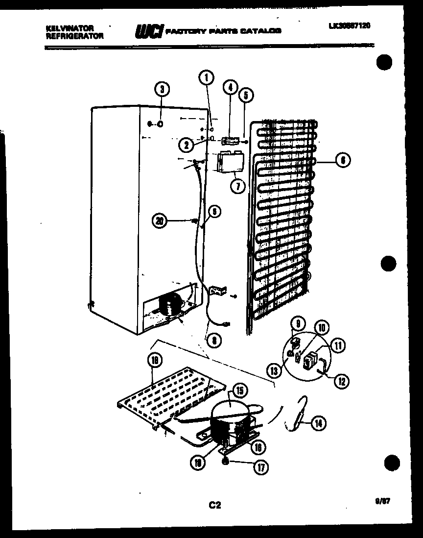 Kelvinator FSK190AN5V system and automatic defrost parts diagram