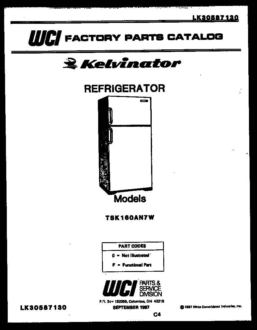 Kelvinator TSK160AN7T front cover diagram