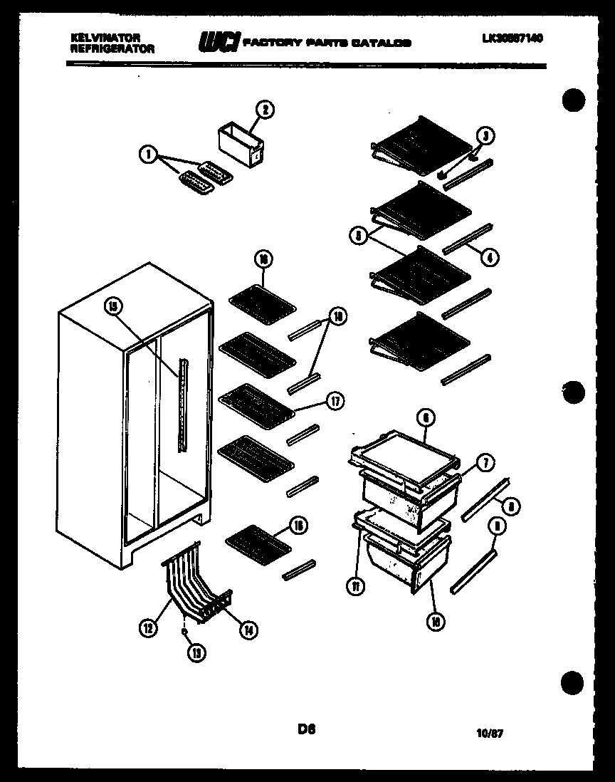 Kelvinator FSK190EN1F shelves and supports diagram