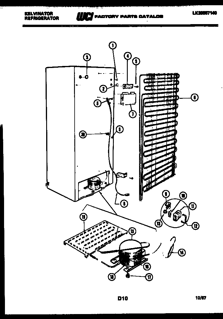 Kelvinator FSK190EN1F system and automatic defrost parts diagram