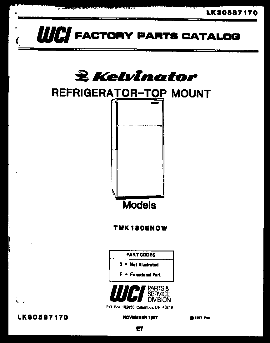 Kelvinator TMK180EN0V cover page diagram