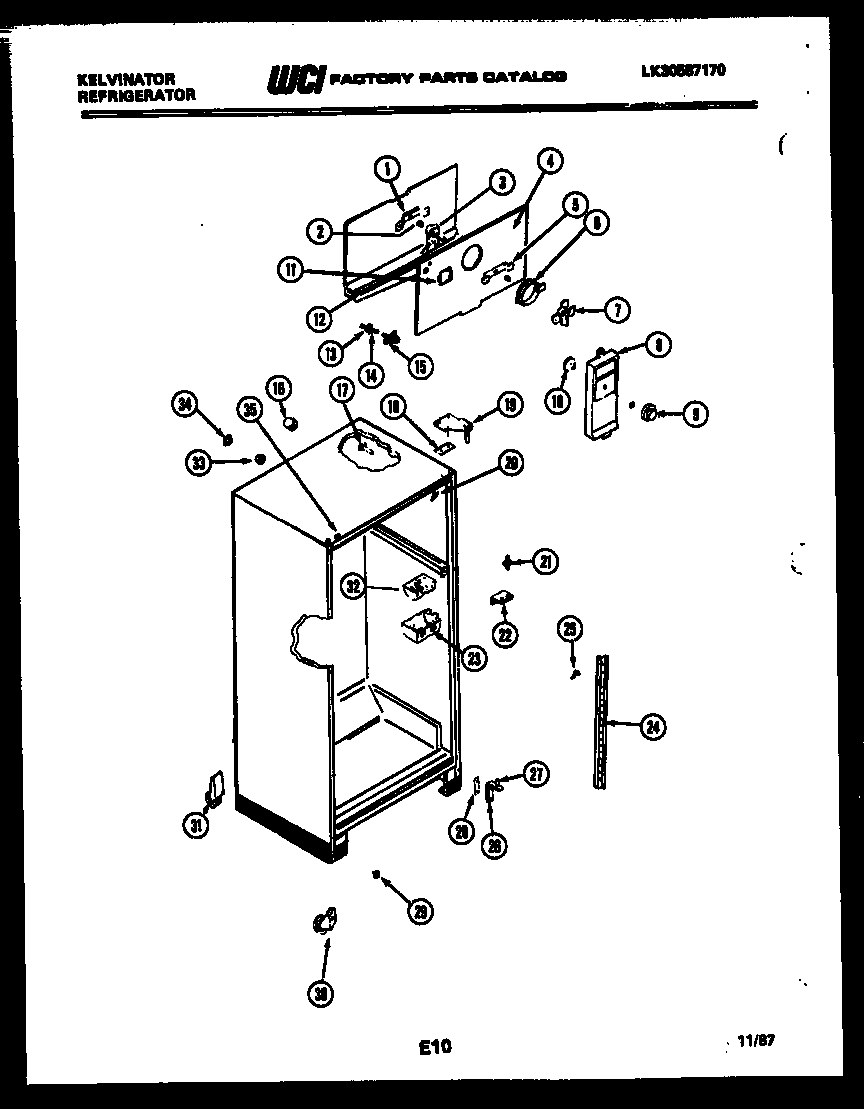 Kelvinator TMK180EN0V cabinet parts diagram