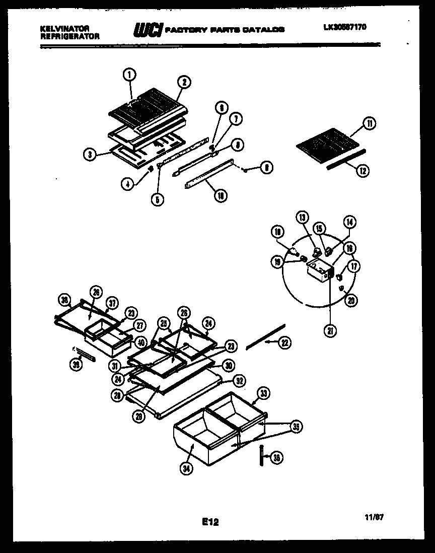 Kelvinator TMK180EN0V shelves and supports diagram