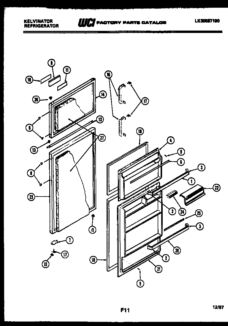 Kelvinator TGK160AN6V door parts diagram