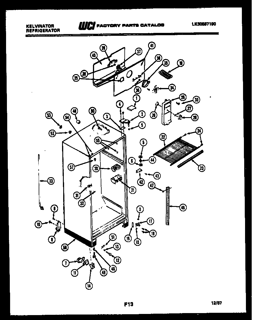 Kelvinator TGK160AN6V cabinet parts diagram