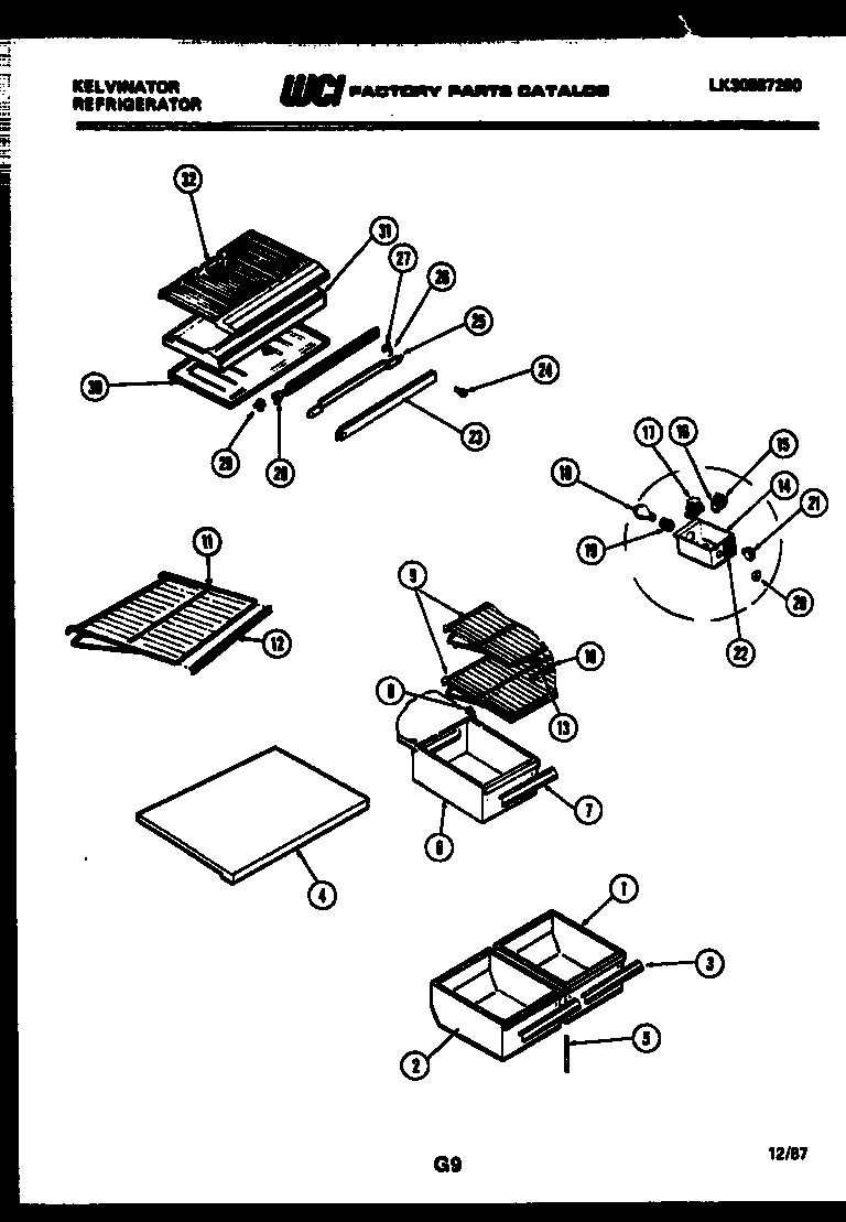 Kelvinator TSI180EN0V shelves and supports diagram