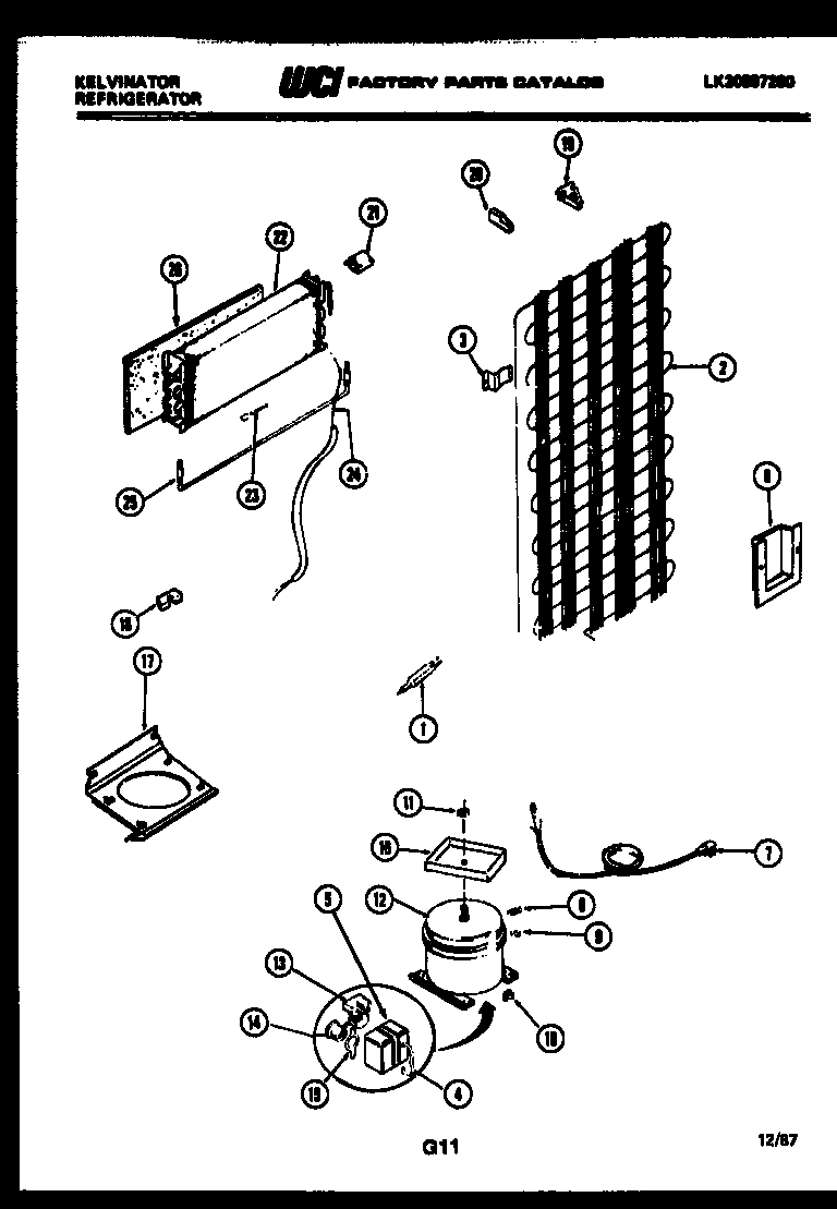 Kelvinator TSI180EN0V system and automatic defrost parts diagram