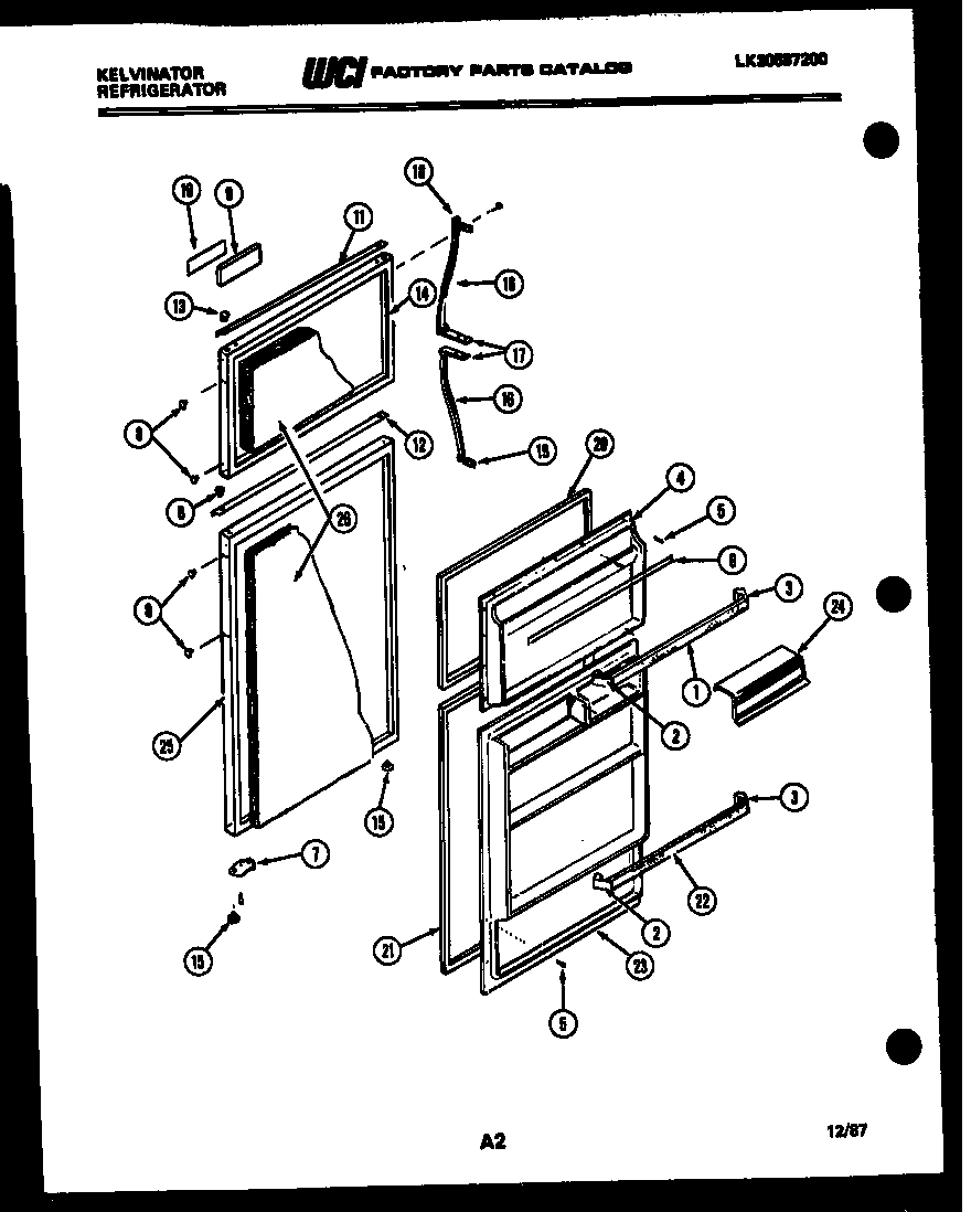 Kelvinator TMK160EN0F door parts diagram