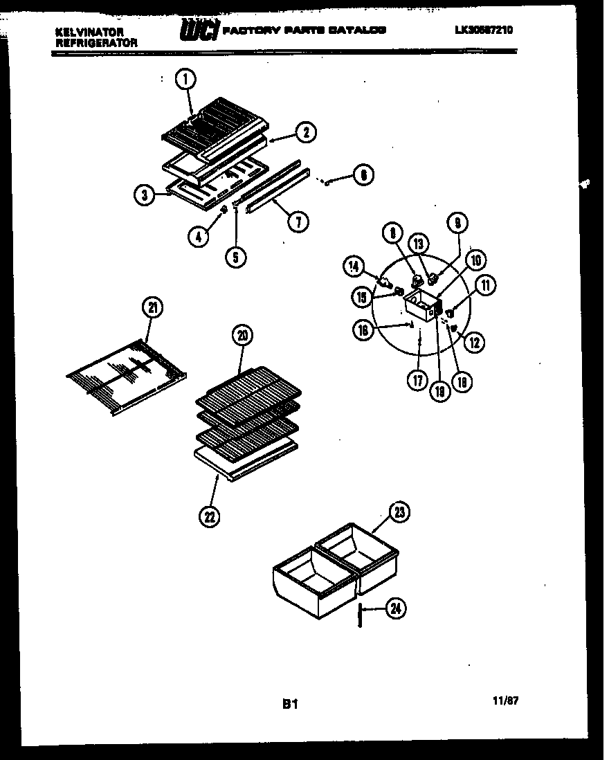 Kelvinator TPK180EN0V racks and trays diagram