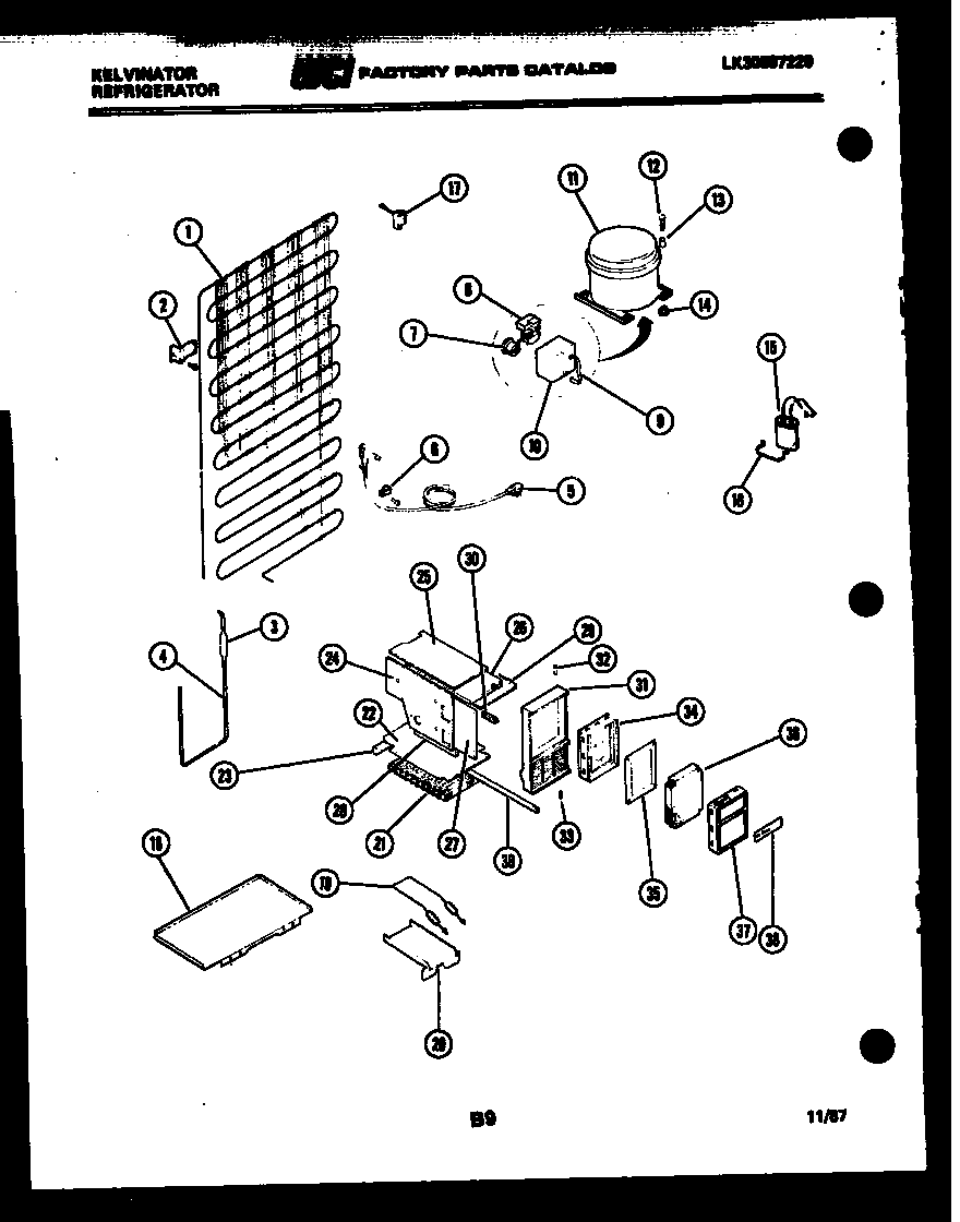 Kelvinator AMK175AN6V system and automatic defrost parts diagram