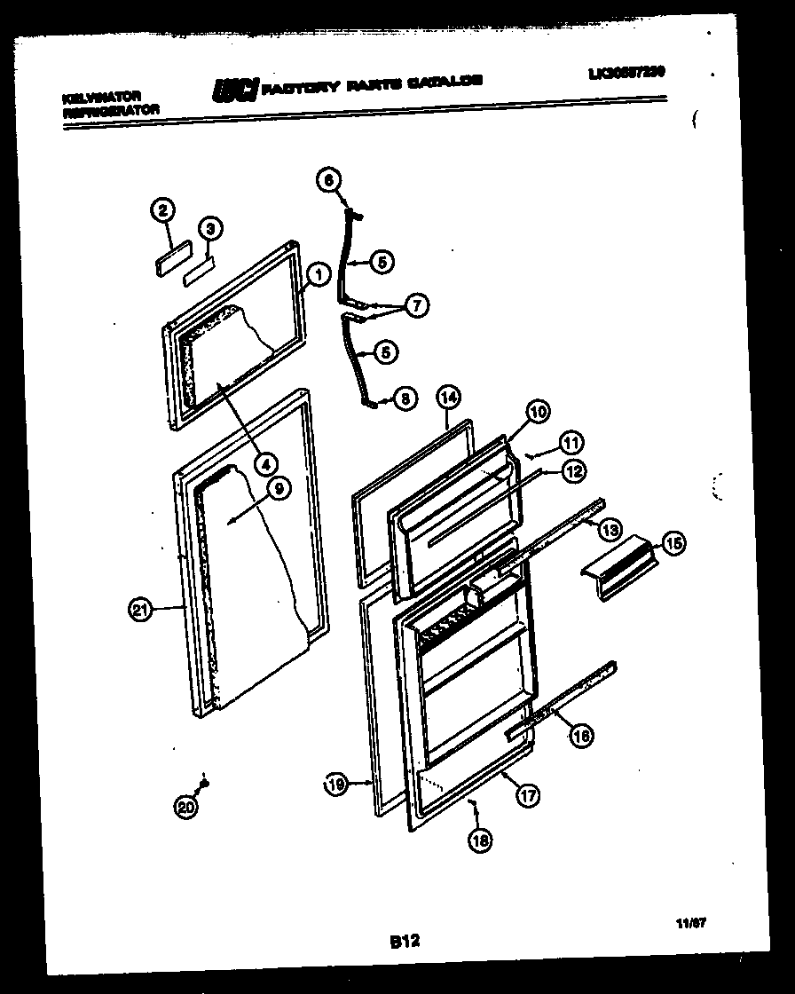 Kelvinator TSX120EN0F door parts diagram