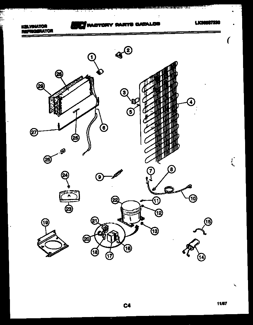 Kelvinator TSX120EN0F system and automatic defrost parts diagram