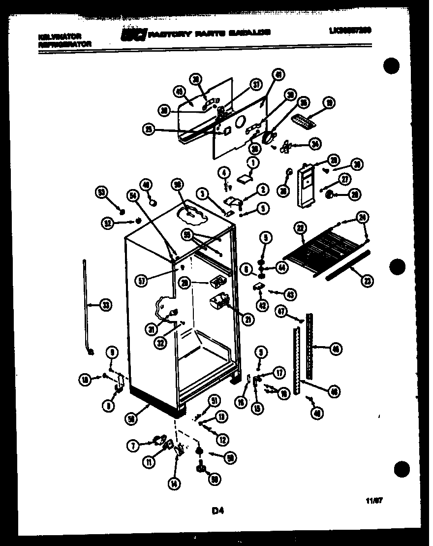 Kelvinator TSK180EN0F cabinet parts diagram