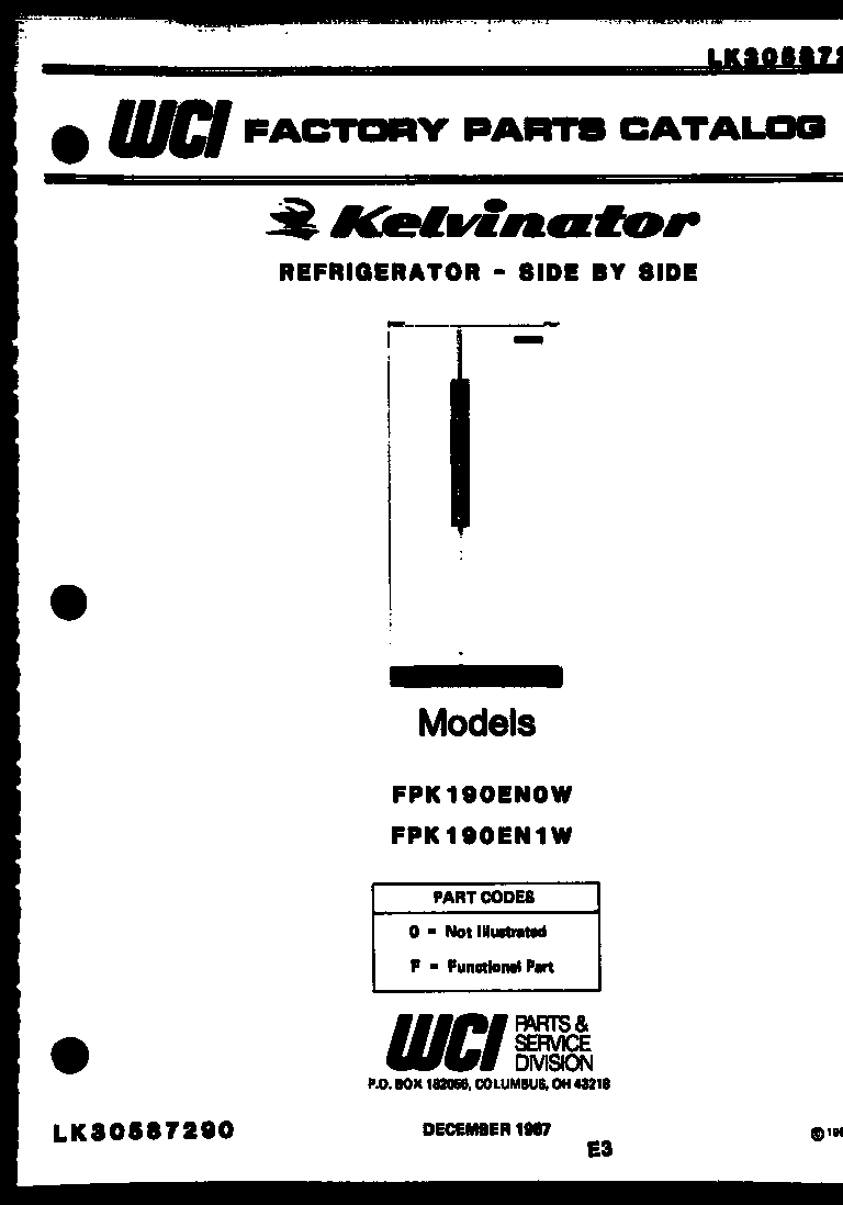 Kelvinator FPK190EN0D front cover diagram
