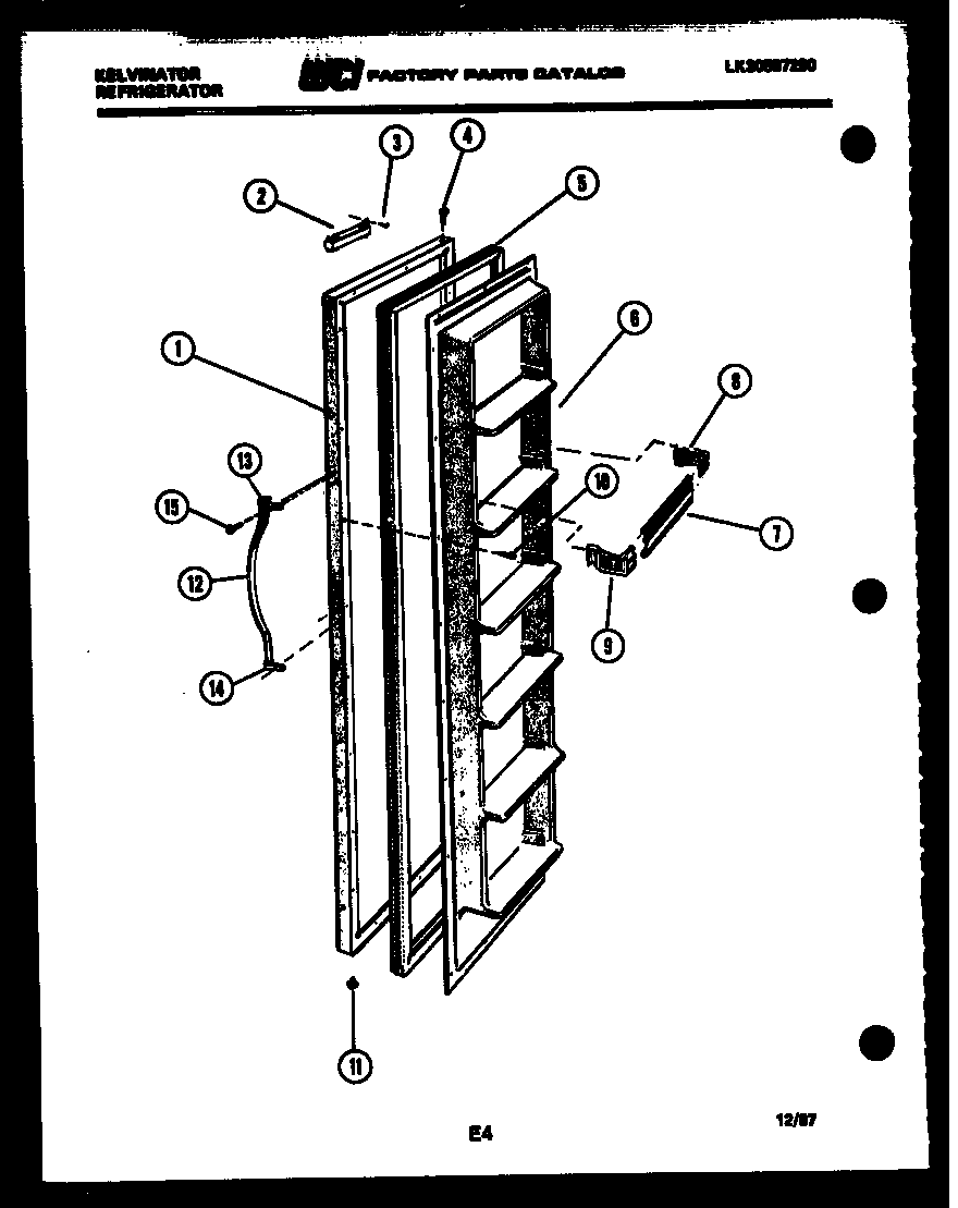 Kelvinator FPK190EN0D freezer door parts diagram