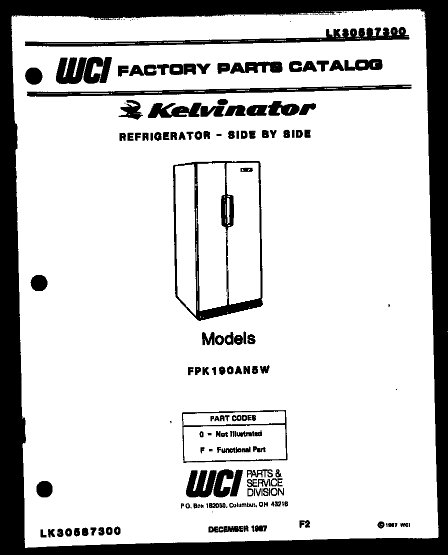 Kelvinator FPK190AN5W front cover diagram