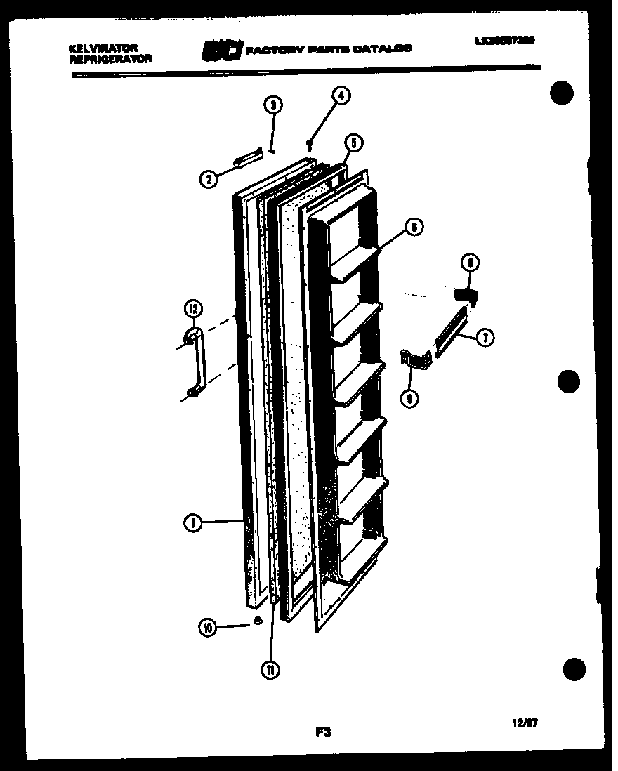 Kelvinator FPK190AN5W freezer door parts diagram