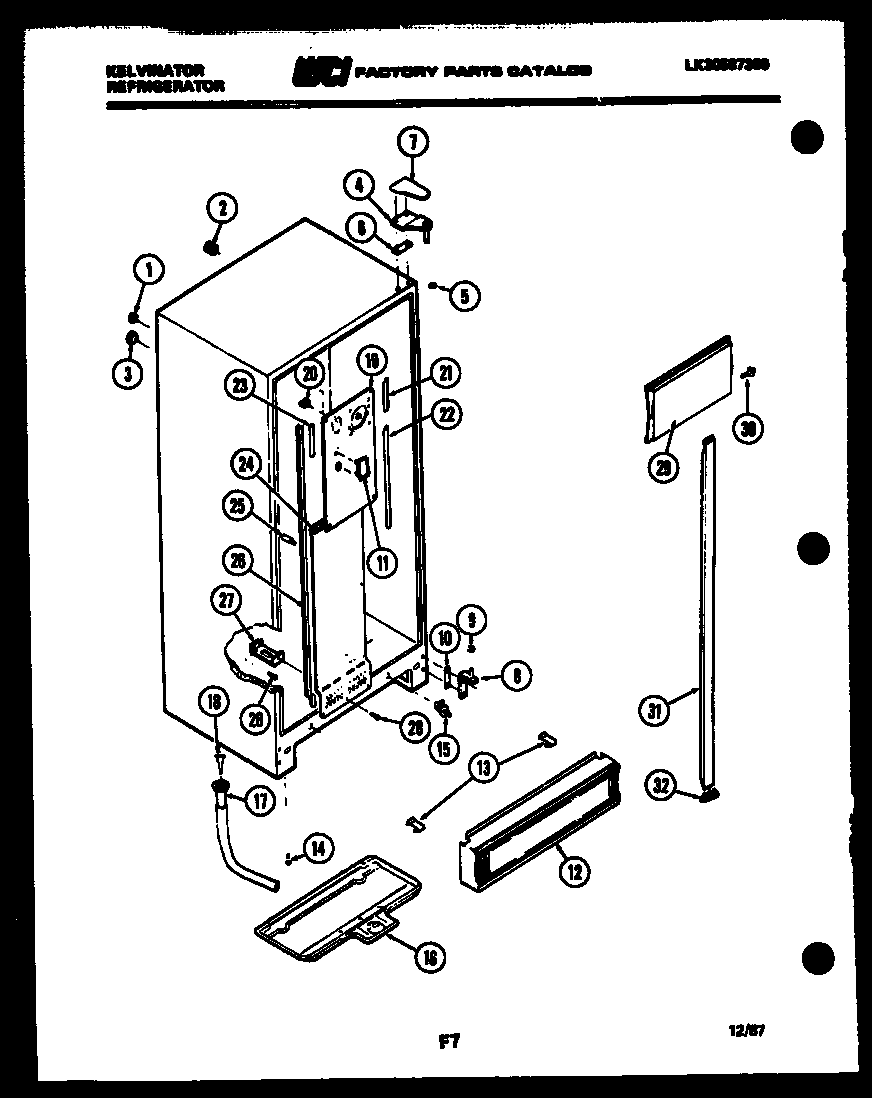 Kelvinator FPK190AN5W cabinet parts diagram