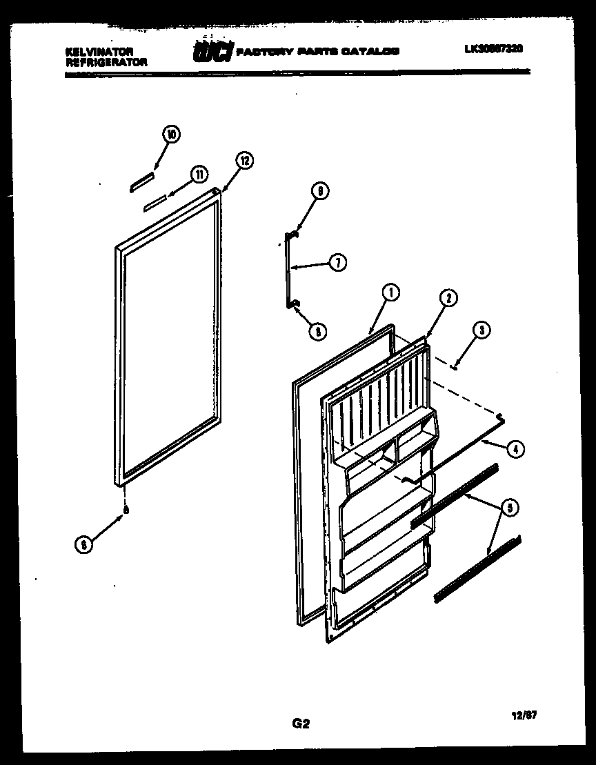 Kelvinator SSX130EM0F door parts diagram