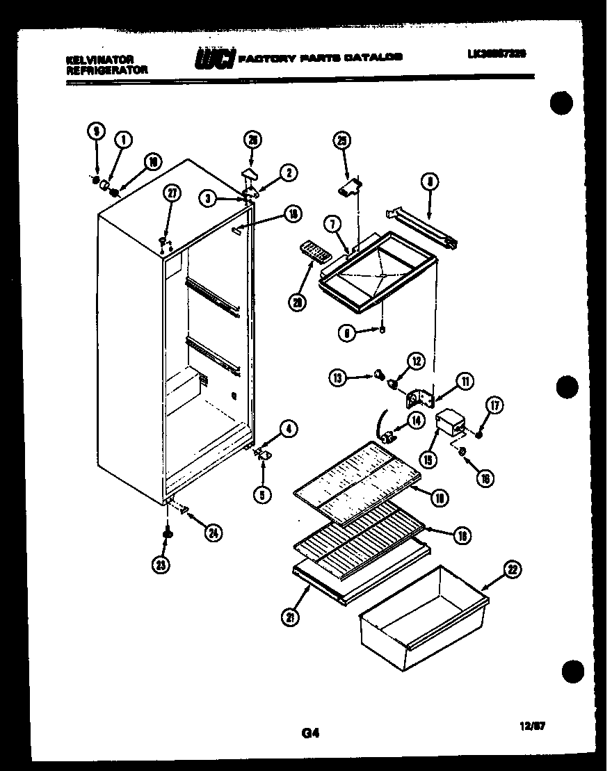 Kelvinator SSX130EM0F cabinet parts diagram