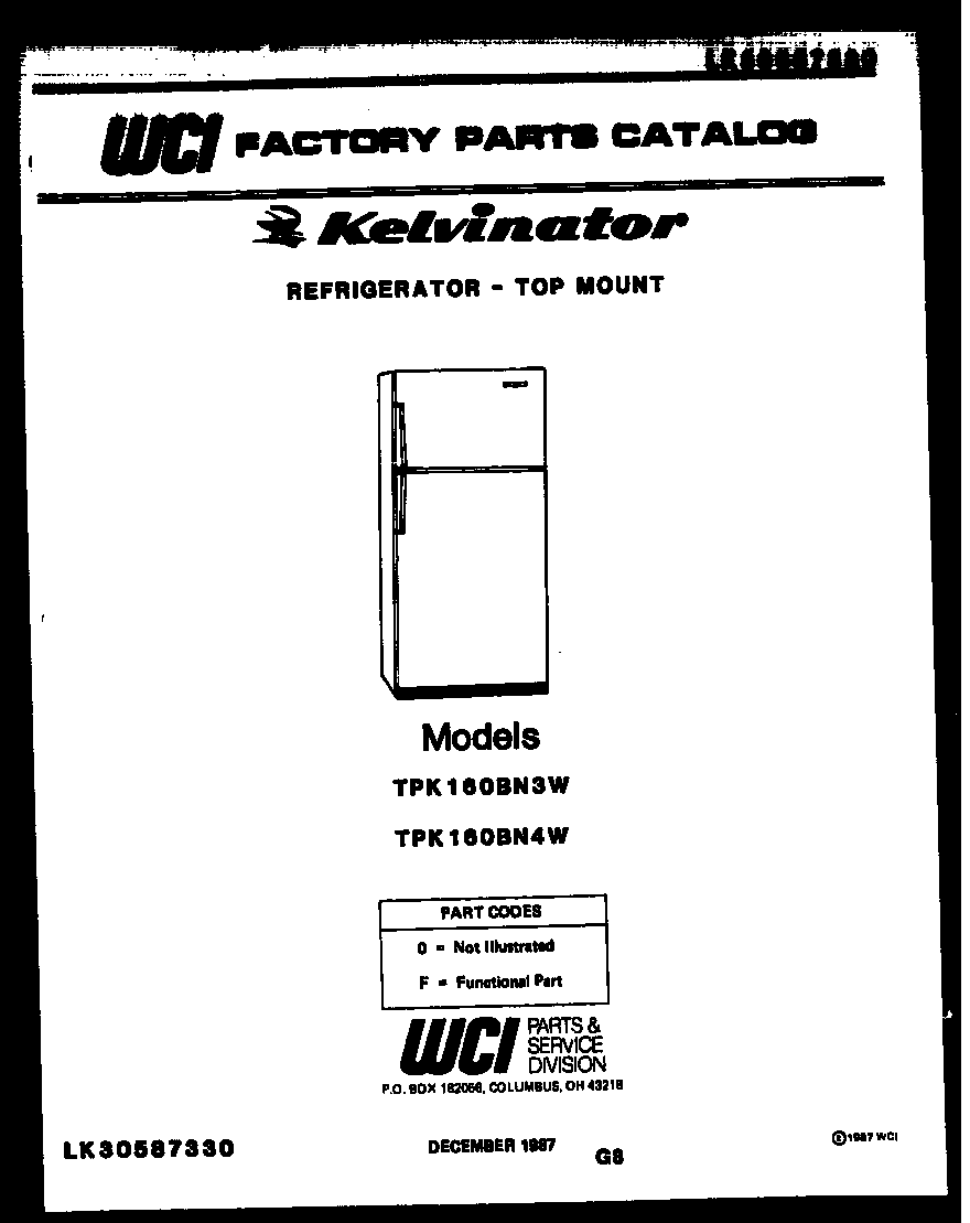 Kelvinator TPK160BN4V cover page diagram