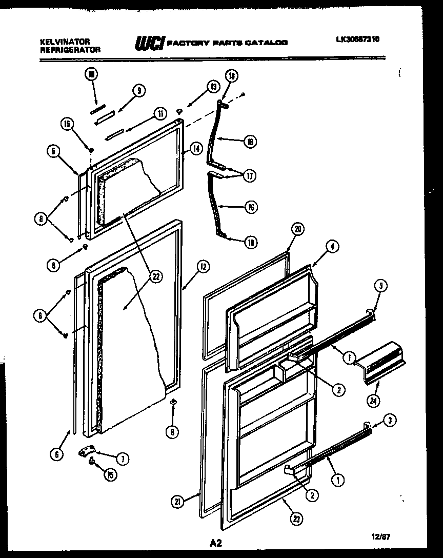 Kelvinator TMK206EN1T door parts diagram