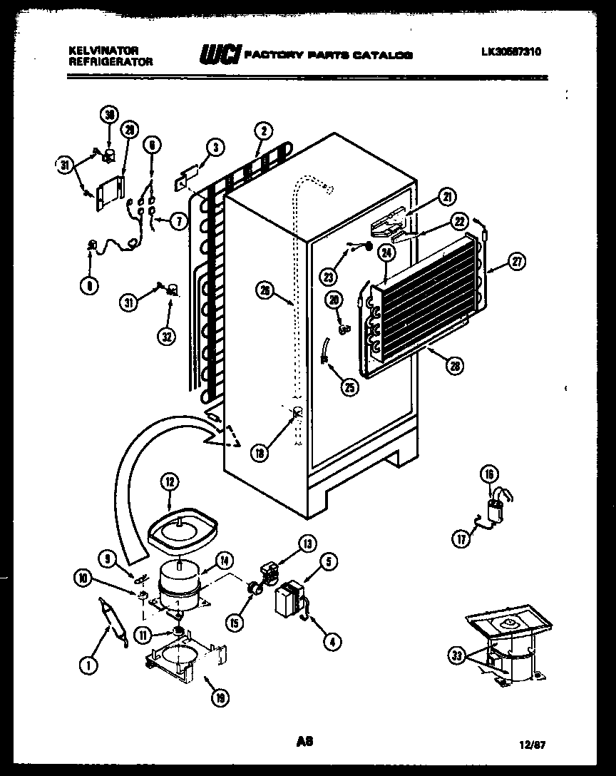 Kelvinator TMK206EN1T system and automatic defrost parts diagram