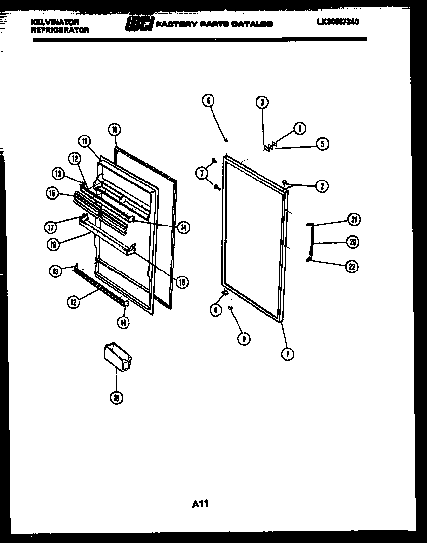 Kelvinator AMK175EN0V door parts diagram