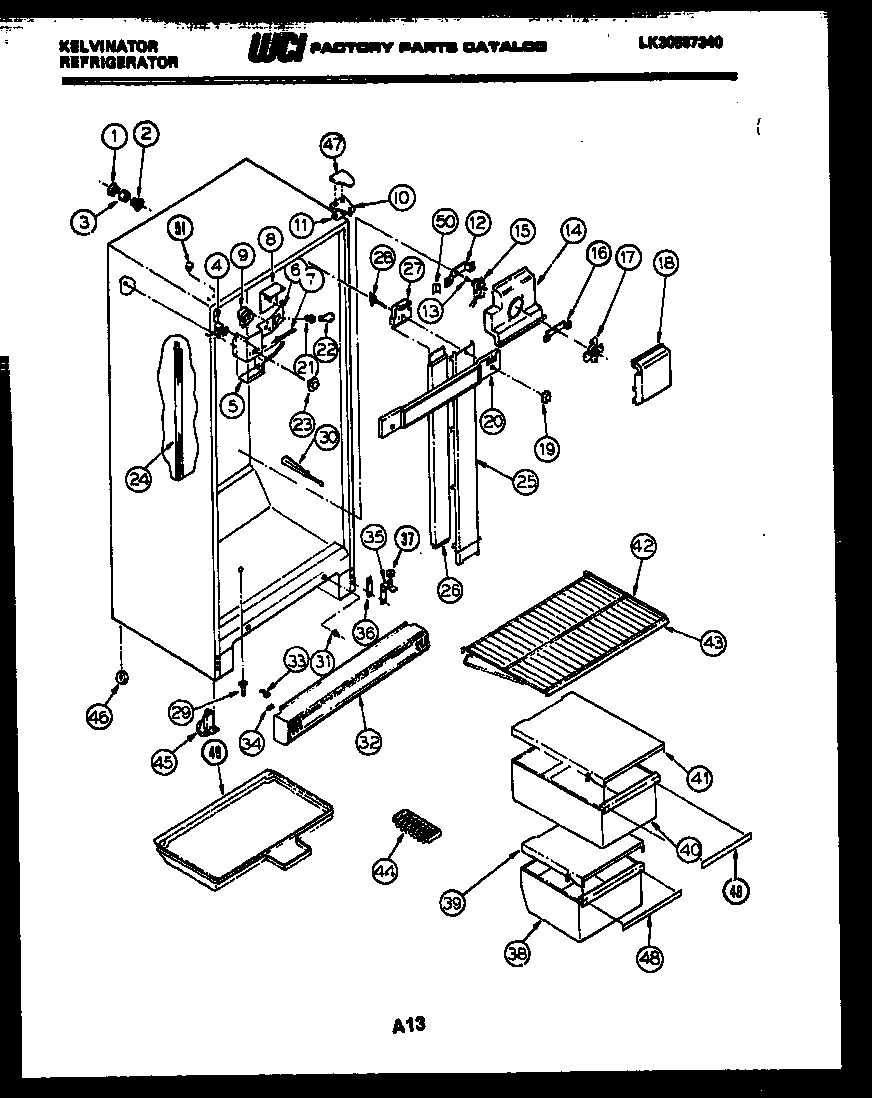 Kelvinator AMK175EN0V cabinet parts diagram