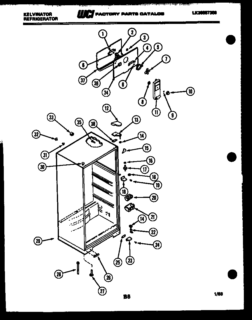 Kelvinator TSK140EN0T cabinet parts diagram
