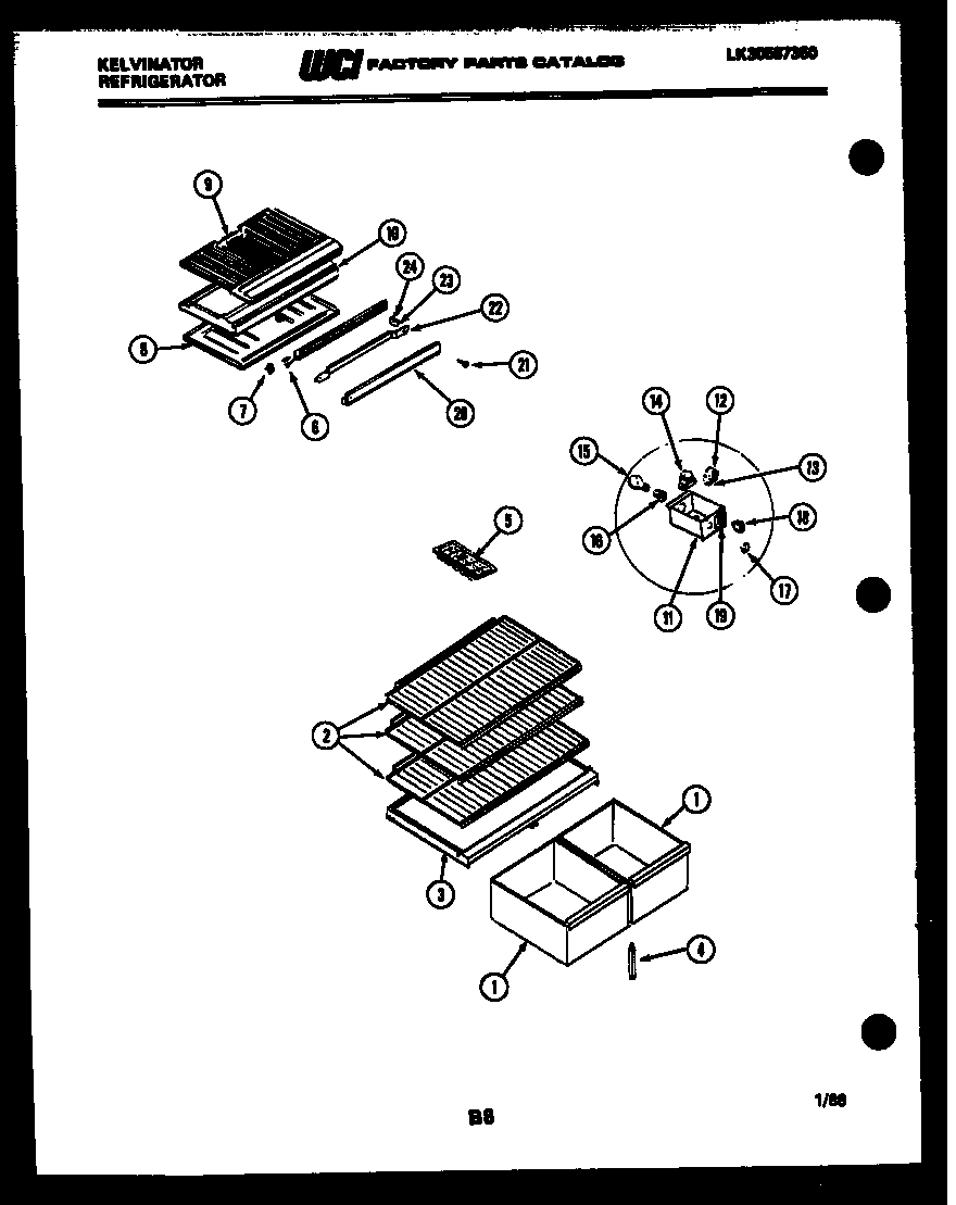 Kelvinator TSK140EN0T shelves and supports diagram