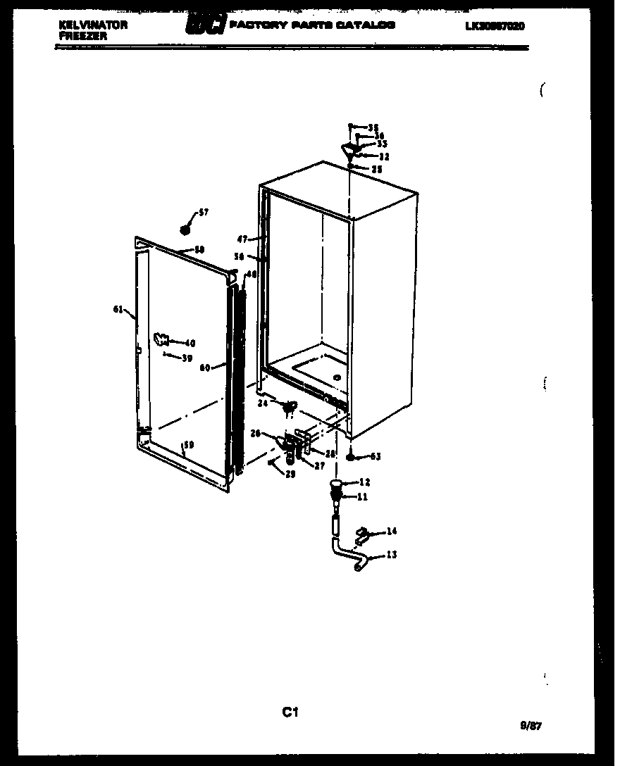 Kelvinator UFP160DM3W cabinet parts diagram