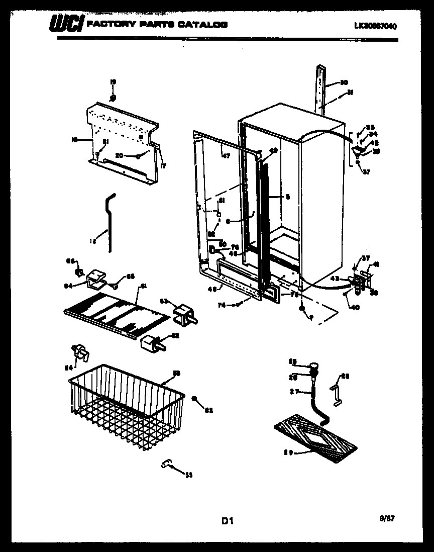 Kelvinator UFS157DN2W cabinet parts diagram