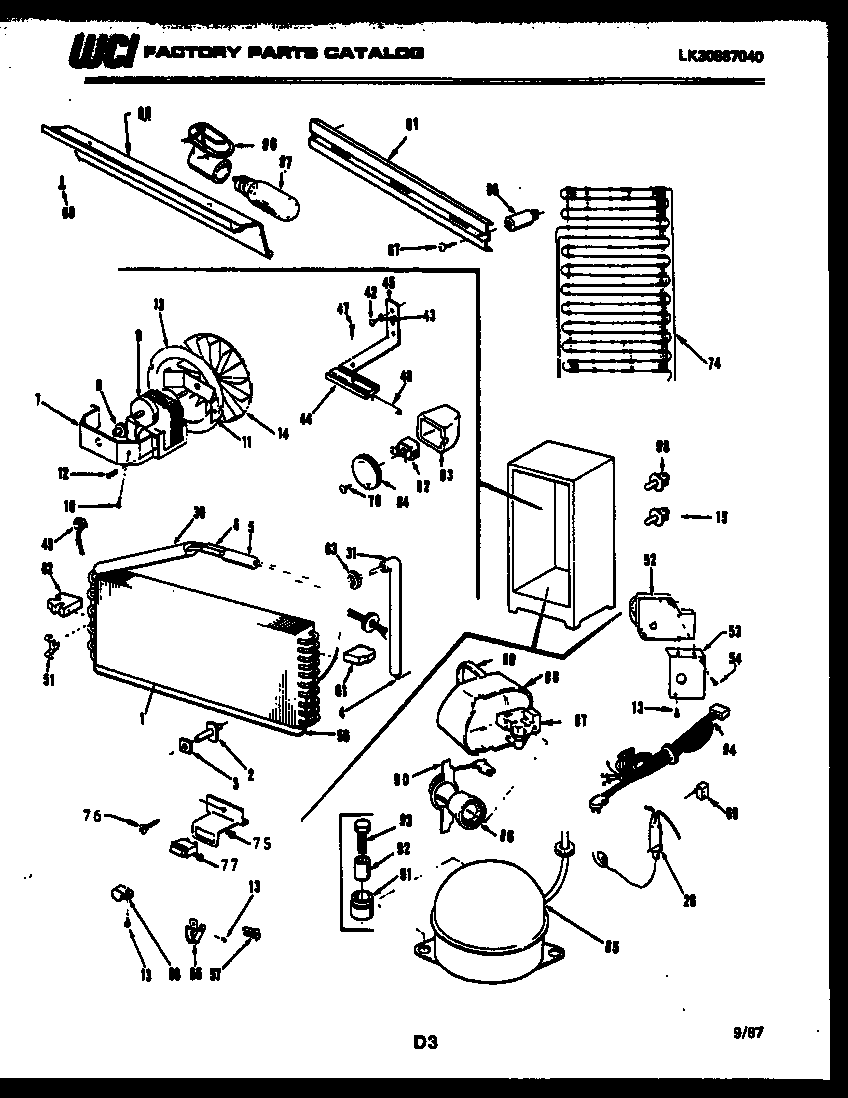 Kelvinator UFS157DN2W system parts diagram